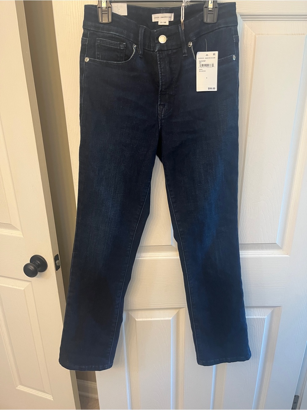 Good American Women’s Jeans Dark Indigo Straight Jeans size 0 NWT